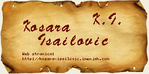 Kosara Isailović vizit kartica